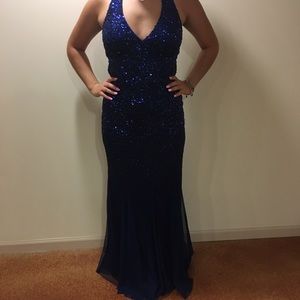 Formal navy blue sequin dress